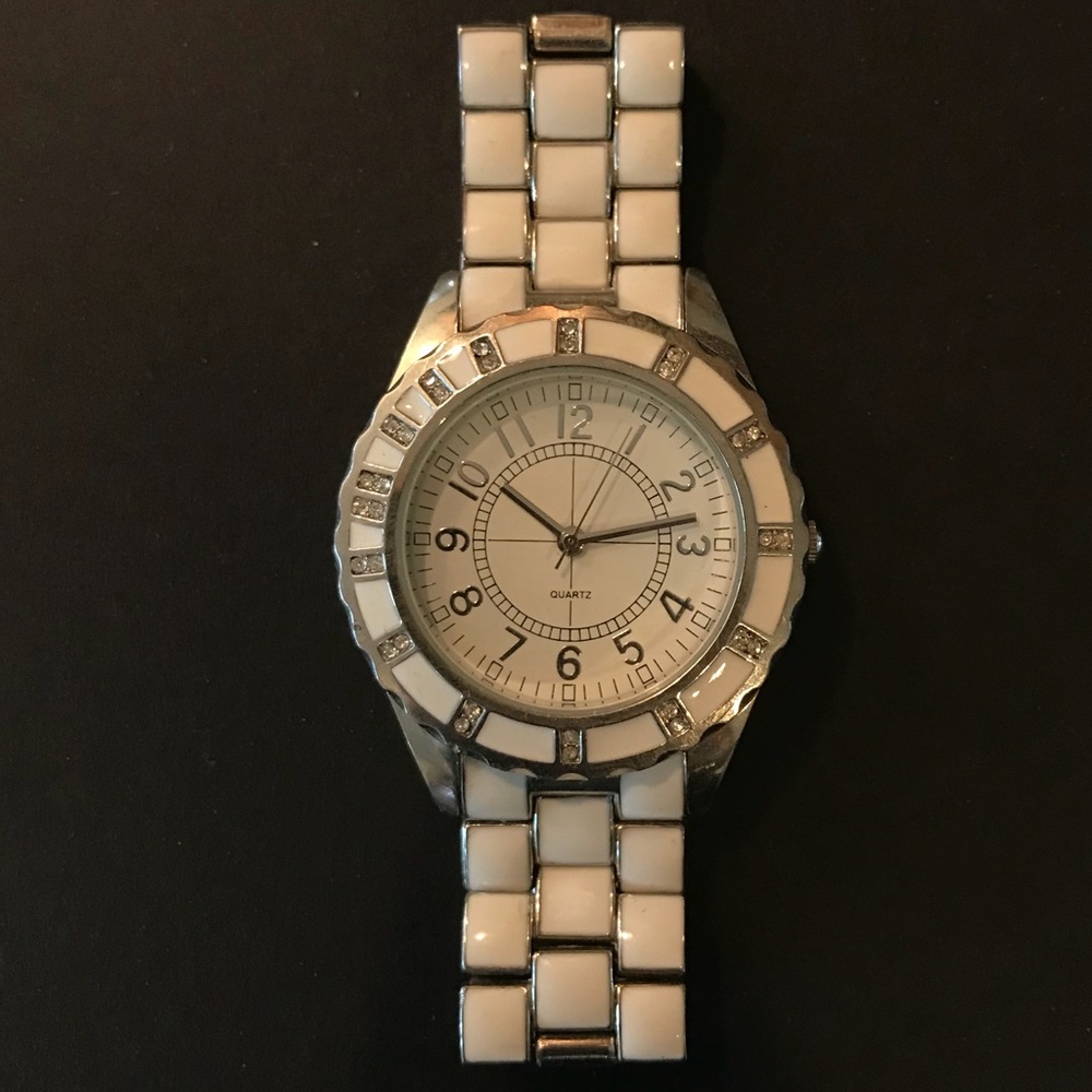 White and silver bedazzled womens watch - Picture 1 of 3